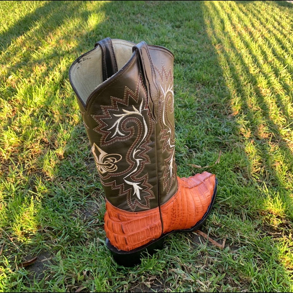 Mens Cowboy Boots Aligator Embossed Print Leather - Picture 3 of 5